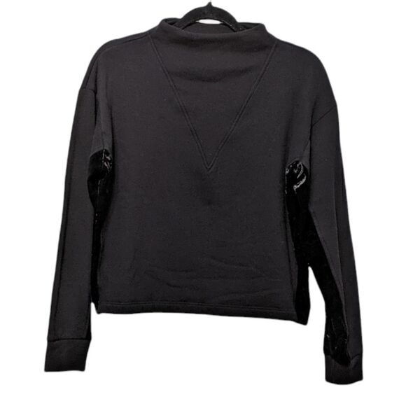 GOOD AMERICAN Crushing It Velvet Funnel Neck Long Sleeve Shirt - Picture 2 of 10